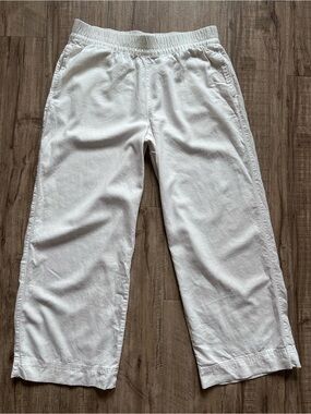 Linen blend wide leg calla lily Casual Pants beachy summer comfort natural